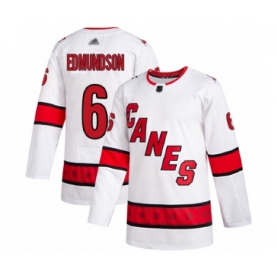 Men's Carolina Hurricanes 6 Joel Edmundson Authentic White Away Hockey Jersey