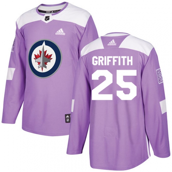 Men's Adidas Winnipeg Jets 25 Seth Griffith Authentic Purple Fights Cancer Practice NHL Jersey