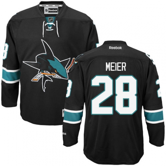 Women's Reebok San Jose Sharks 28 Timo Meier Authentic Black Third NHL Jersey