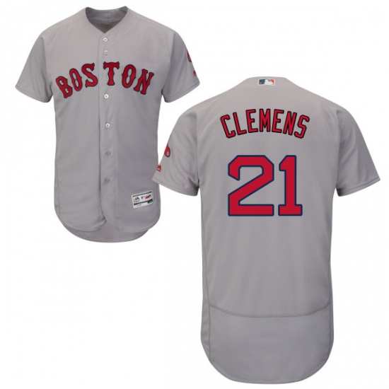 Men's Majestic Boston Red Sox 21 Roger Clemens Grey Flexbase Authentic Collection MLB Jersey