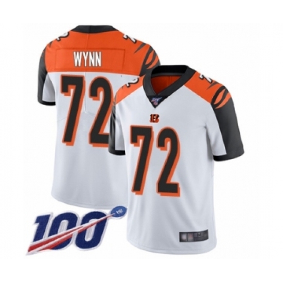 Men's Cincinnati Bengals 72 Kerry Wynn White Vapor Untouchable Limited Player 100th Season Football Jersey