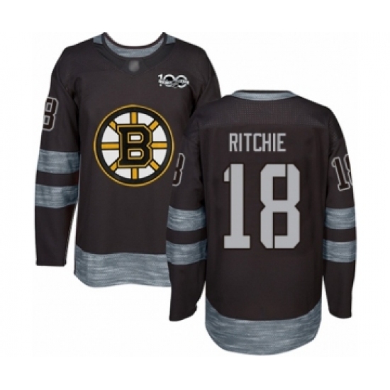 Men's Boston Bruins 18 Brett Ritchie Authentic Black 1917-2017 100th Anniversary Hockey Jersey