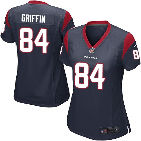 Women's Nike Houston Texans 84 Ryan Griffin Game Navy Blue Team Color NFL Jersey