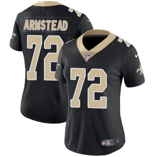 Women's Nike New Orleans Saints 72 Terron Armstead Black Team Color Vapor Untouchable Limited Player NFL Jersey