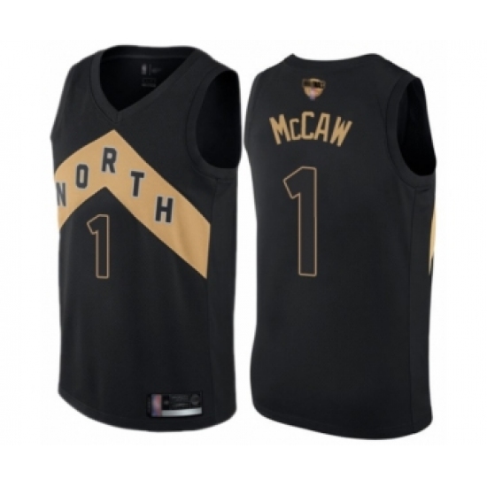 Men's Toronto Raptors 1 Patrick McCaw Swingman Black 2019 Basketball Finals Bound Jersey - City Edition