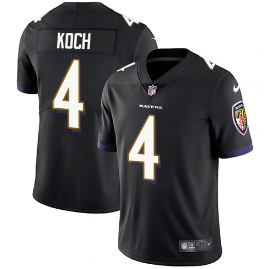 Men's Nike Baltimore Ravens 4 Sam Koch Black Alternate Vapor Untouchable Limited Player NFL Jersey