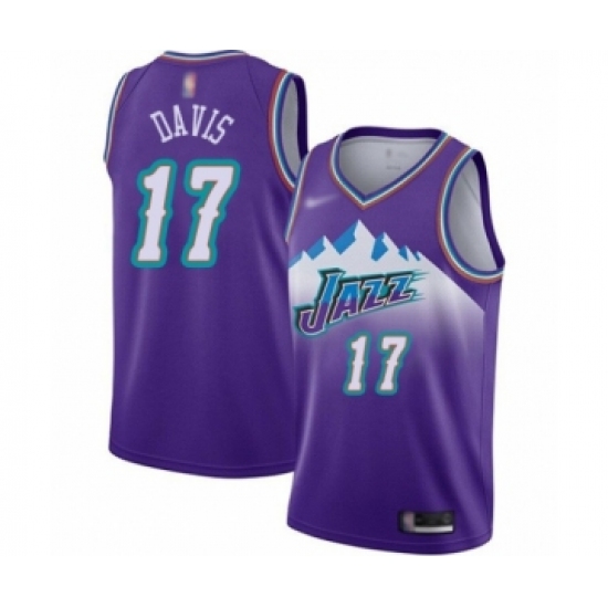 Youth Utah Jazz 17 Ed Davis Swingman Purple Hardwood Classics Basketball Jersey