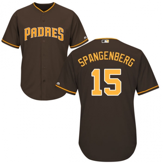 Men's Majestic San Diego Padres 15 Cory Spangenberg Replica Brown Alternate Cool Base MLB Jersey