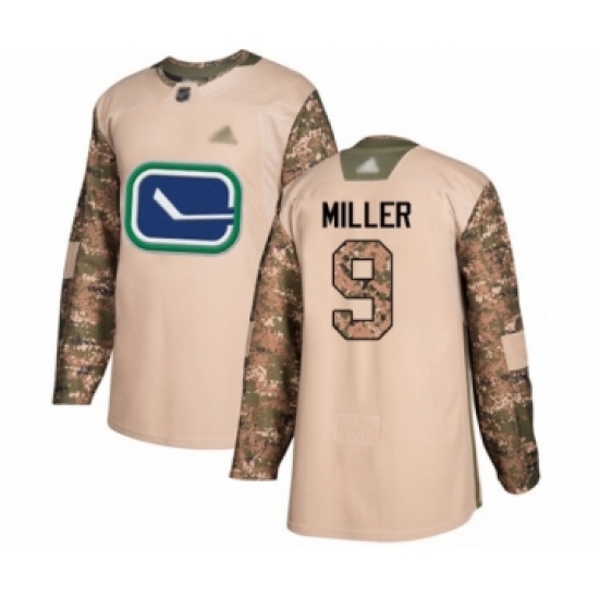 Men's Vancouver Canucks 9 J.T. Miller Authentic Camo Veterans Day Practice Hockey Jersey