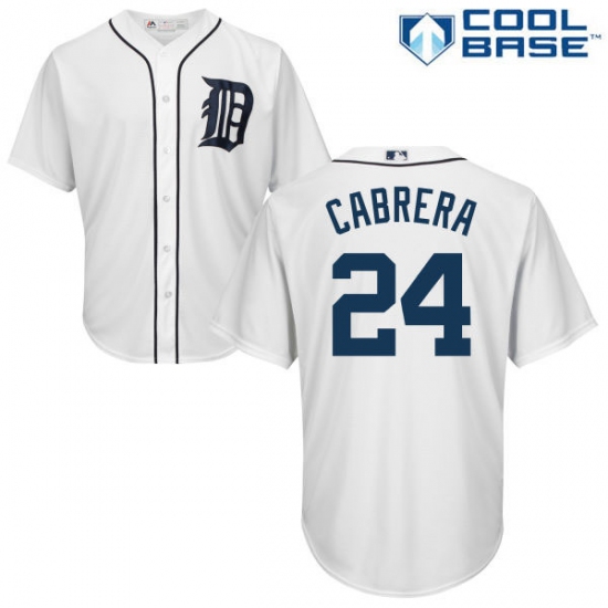 Men's Majestic Detroit Tigers 24 Miguel Cabrera Replica White Home Cool Base MLB Jersey