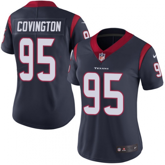 Women's Nike Houston Texans 95 Christian Covington Elite Navy Blue Team Color NFL Jersey