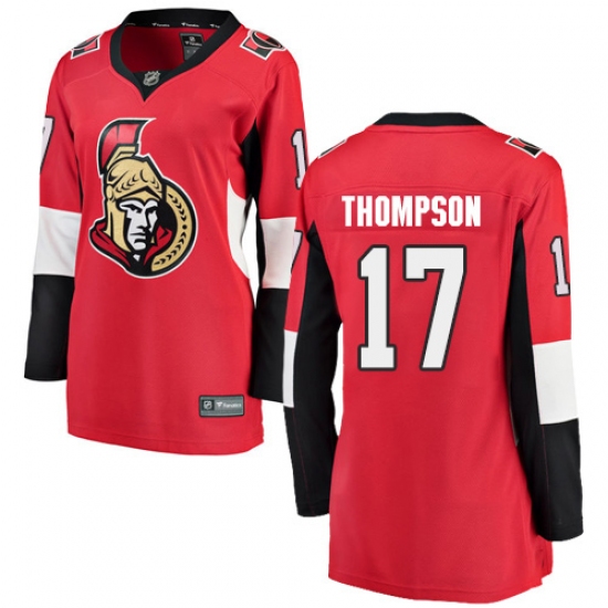 Women's Ottawa Senators 17 Nate Thompson Fanatics Branded Red Home Breakaway NHL Jersey