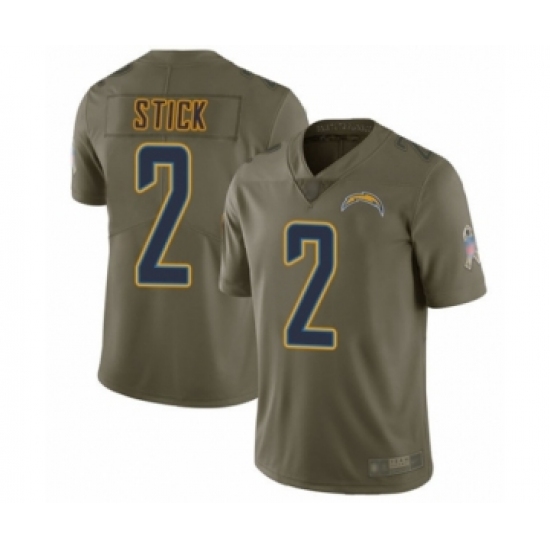 Youth Los Angeles Chargers 2 Easton Stick Limited Olive 2017 Salute to Service Football Jersey