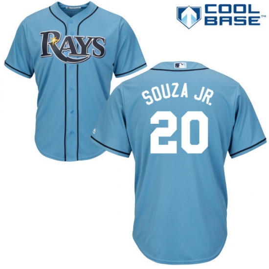 Men's Majestic Tampa Bay Rays 20 Steven Souza Replica Light Blue Alternate 2 Cool Base MLB Jersey