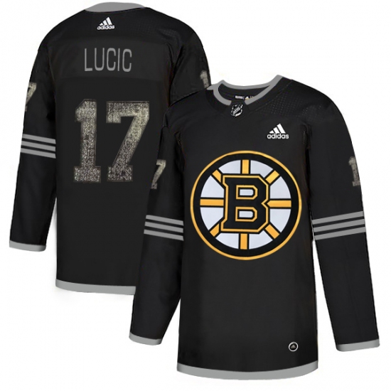 Men's Adidas Boston Bruins 17 Milan Lucic Black Authentic Classic Stitched NHL Jersey