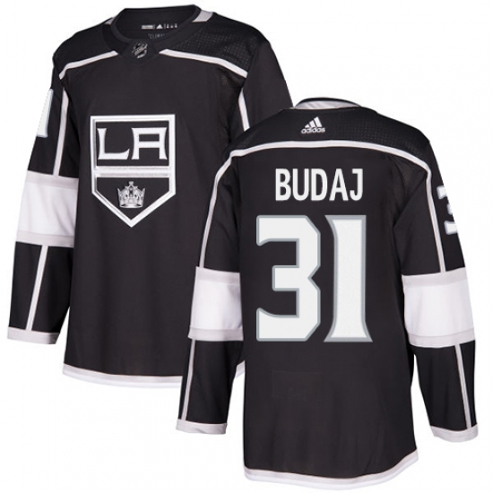 Men's Adidas Los Angeles Kings 31 Peter Budaj Premier Black Home NHL Jersey