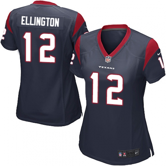 Women's Nike Houston Texans 12 Bruce Ellington Game Navy Blue Team Color NFL Jersey