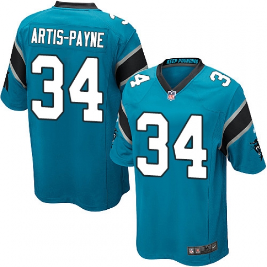 Men's Nike Carolina Panthers 34 Cameron Artis-Payne Game Blue Alternate NFL Jersey