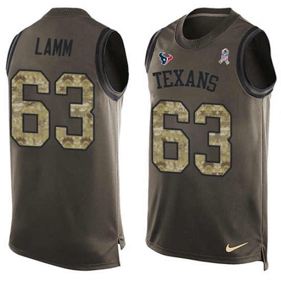 Men's Nike Houston Texans 63 Kendall Lamm Limited Green Salute to Service Tank Top NFL Jersey