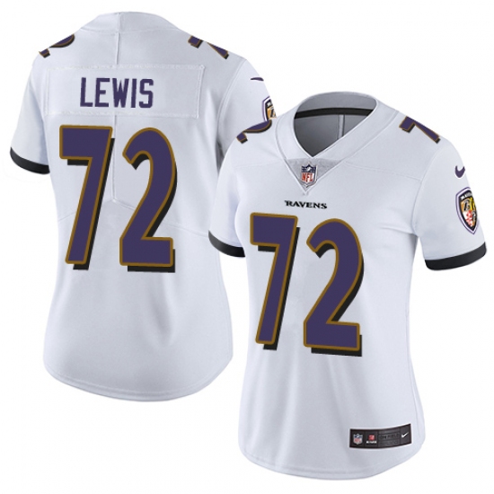 Women's Nike Baltimore Ravens 72 Alex Lewis White Vapor Untouchable Limited Player NFL Jersey