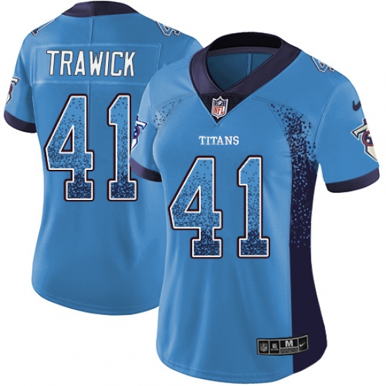 Women's Nike Tennessee Titans 41 Brynden Trawick Limited Blue Rush Drift Fashion NFL Jersey