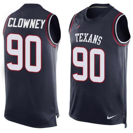 Men's Nike Houston Texans 90 Jadeveon Clowney Limited Navy Blue Player Name & Number Tank Top NFL Jersey