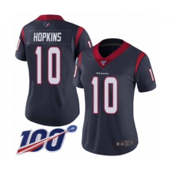 Women's Nike Houston Texans 10 DeAndre Hopkins Navy Blue Team Color Vapor Untouchable Limited Player 100th Season NFL Jersey