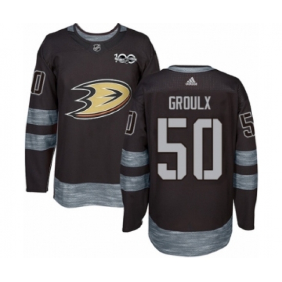 Men's Adidas Anaheim Ducks 50 Benoit-Olivier Groulx Authentic Black 1917-2017 100th Anniversary NHL Jersey