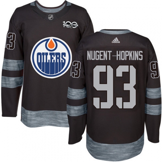 Men's Adidas Edmonton Oilers 93 Ryan Nugent-Hopkins Authentic Black 1917-2017 100th Anniversary NHL Jersey