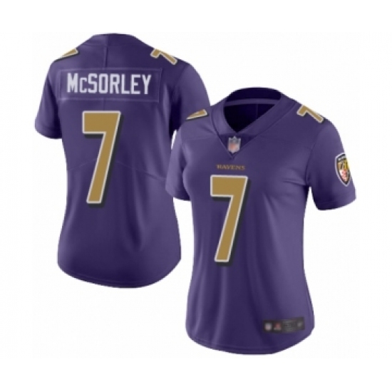 Women's Baltimore Ravens 7 Trace McSorley Limited Purple Rush Vapor Untouchable Football Jersey