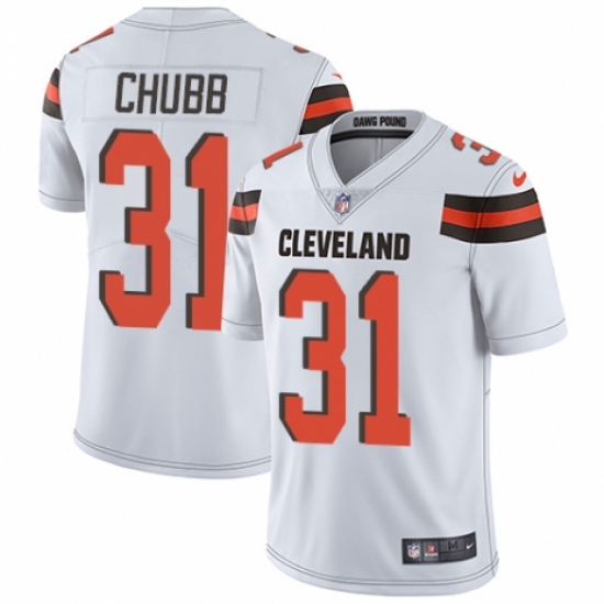 Men's Nike Cleveland Browns 31 Nick Chubb White Vapor Untouchable Limited Player NFL Jersey