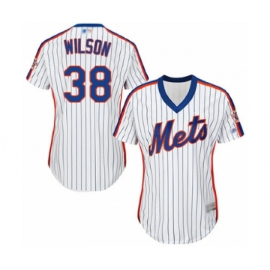 Women's New York Mets 38 Justin Wilson Authentic White Alternate Cool Base Baseball Player Jersey