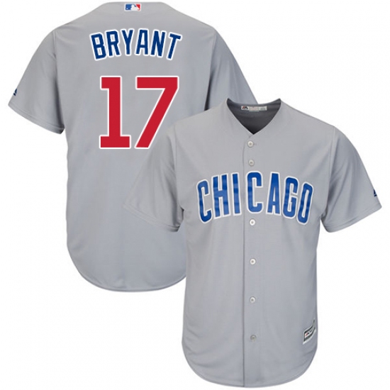 Youth Majestic Chicago Cubs 17 Kris Bryant Authentic Grey Road Cool Base MLB Jersey