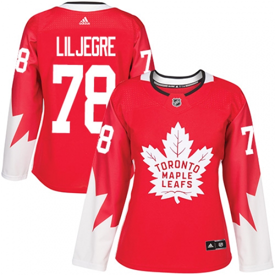 Women's Adidas Toronto Maple Leafs 78 Timothy Liljegren Authentic Red Alternate NHL Jersey