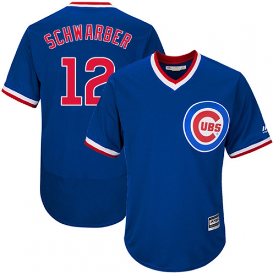 Men's Majestic Chicago Cubs 12 Kyle Schwarber Replica Royal Blue Cooperstown Cool Base MLB Jersey