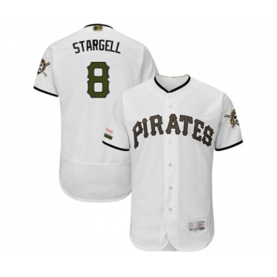 Men's Pittsburgh Pirates 8 Willie Stargell White Alternate Authentic Collection Flex Base Baseball Jersey