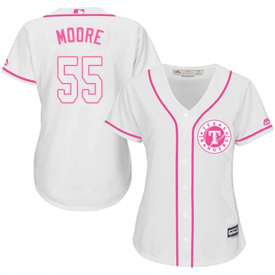 Women's Majestic Texas Rangers 55 Matt Moore Replica White Fashion Cool Base MLB Jersey