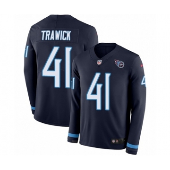 Men's Nike Tennessee Titans 41 Brynden Trawick Limited Navy Blue Therma Long Sleeve NFL Jersey