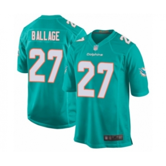 Men's Miami Dolphins 27 Kalen Ballage Game Aqua Green Team Color Football Jersey