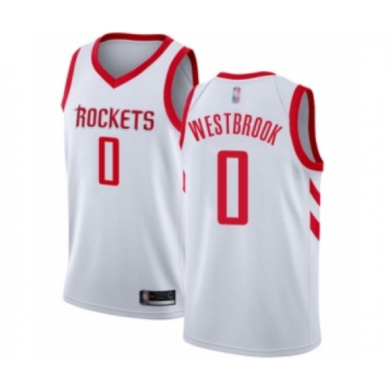 Men's Houston Rockets 0 Russell Westbrook Authentic White Basketball Jersey - Association Edition