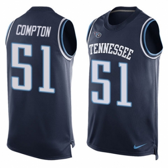 Men's Nike Tennessee Titans 51 Will Compton Limited Navy Blue Player Name & Number Tank Top NFL Jersey