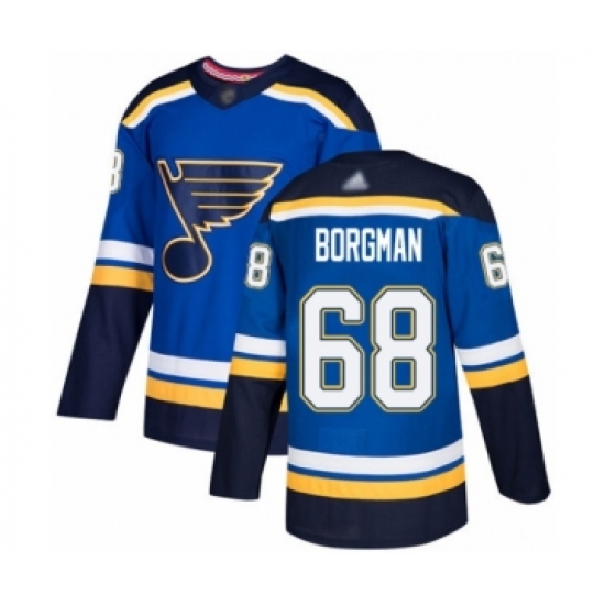 Youth St. Louis Blues 68 Andreas Borgman Authentic Royal Blue Home Hockey Jersey