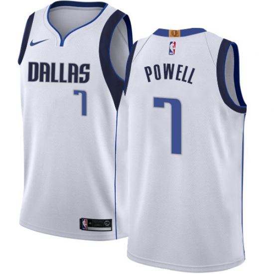 Youth Nike Dallas Mavericks 7 Dwight Powell Swingman White NBA Jersey - Association Edition