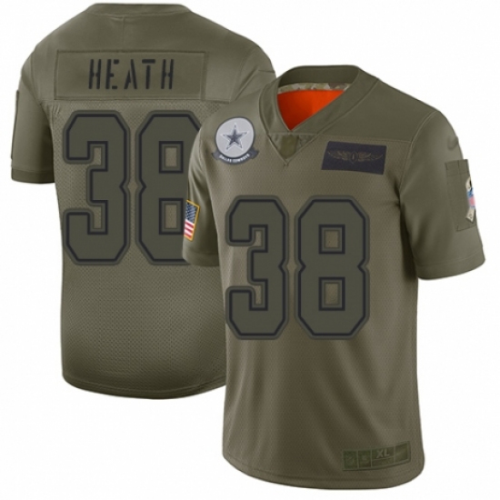 Youth Dallas Cowboys 38 Jeff Heath Limited Camo 2019 Salute to Service Football Jersey