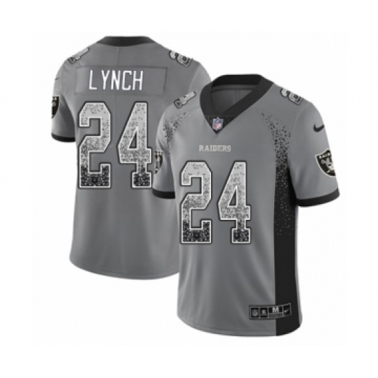 Youth Nike Oakland Raiders 24 Marshawn Lynch Limited Gray Rush Drift Fashion NFL Jersey