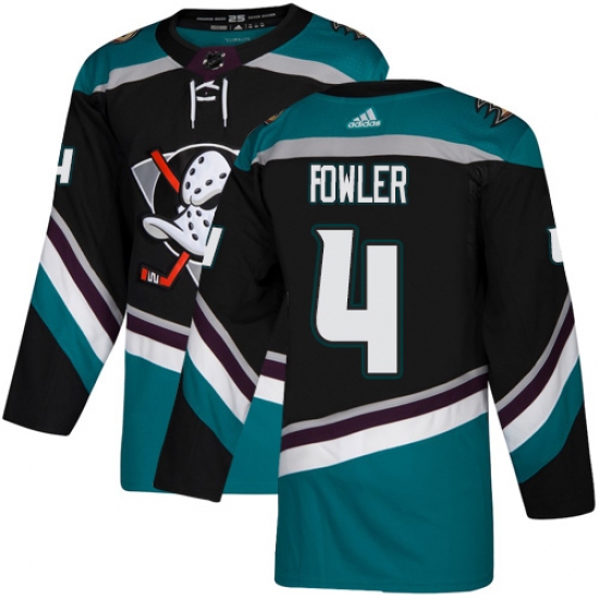 Men's Adidas Anaheim Ducks 4 Cam Fowler Authentic Black Teal Third NHL Jersey