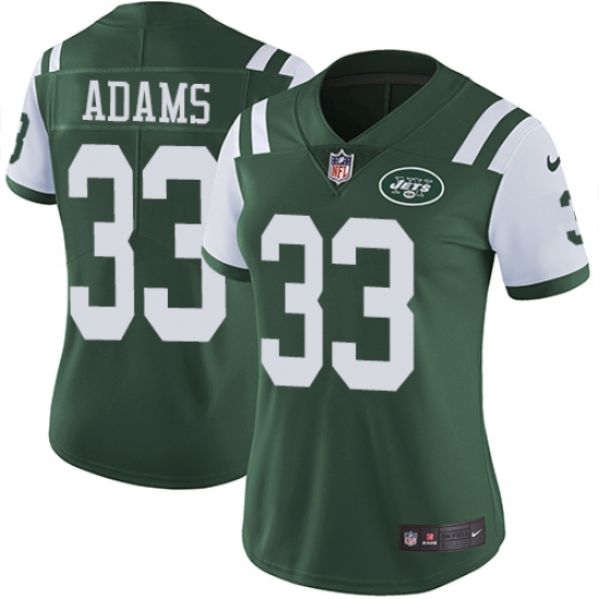 Women's Nike New York Jets 33 Jamal Adams Green Team Color Vapor Untouchable Limited Player NFL Jersey