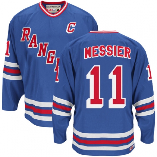 Men's CCM New York Rangers 11 Mark Messier Premier Royal Blue Heroes of Hockey Alumni Throwback NHL Jersey