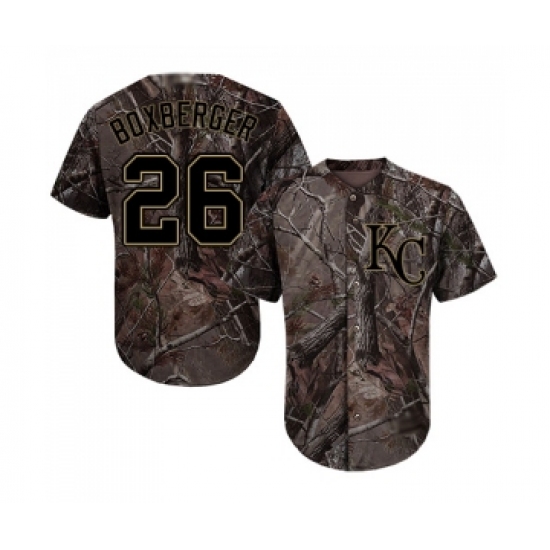 Men's Kansas City Royals 26 Brad Boxberger Authentic Camo Realtree Collection Flex Base Baseball Jersey