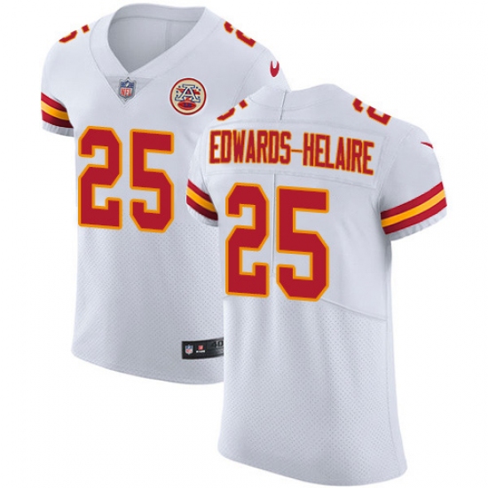 Men's Kansas City Chiefs 25 Clyde Edwards-Helaire White Stitched New Elite Jersey